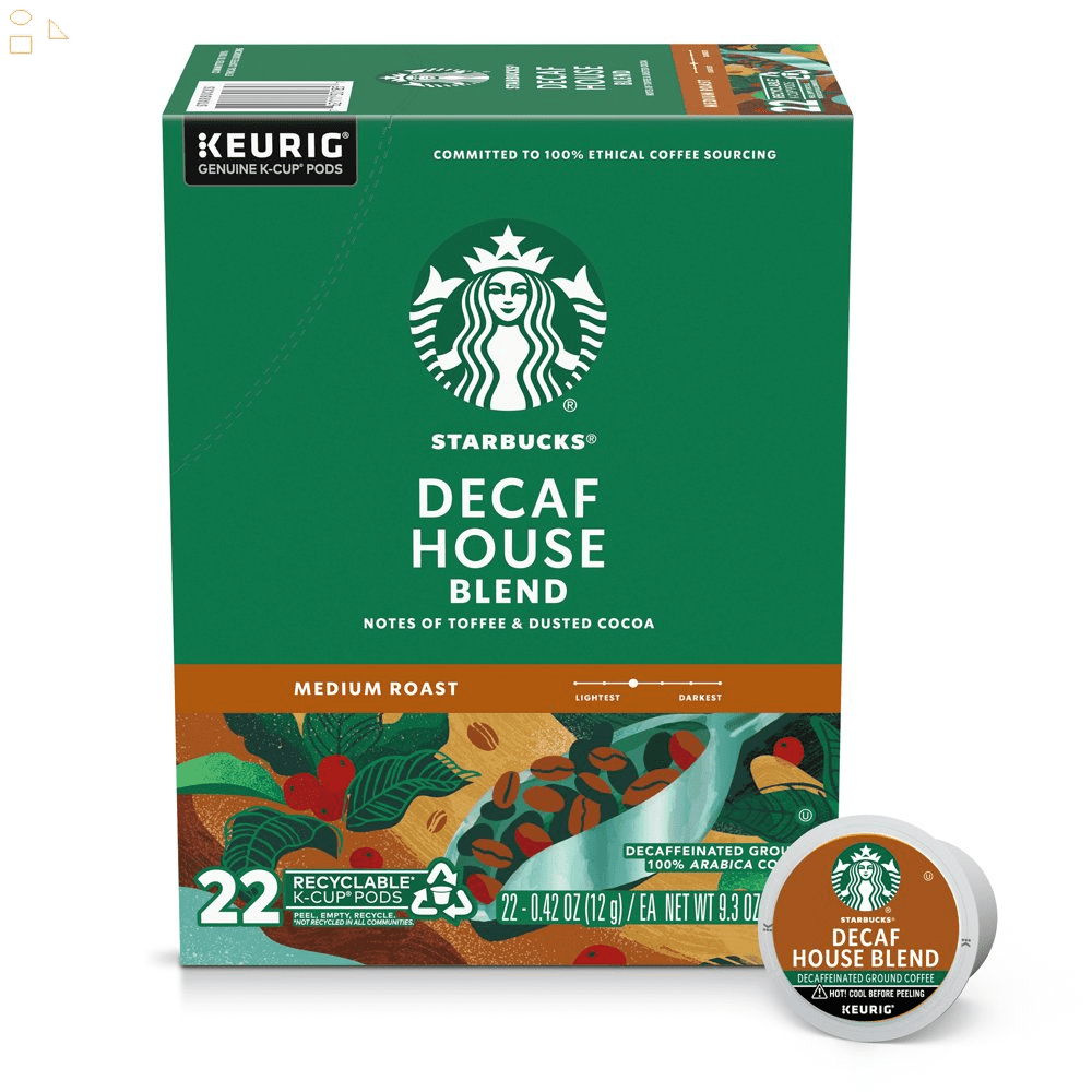 Starbucks Decaf House Blend, Medium Roast K-Cup Coffee Pods, 100% ...