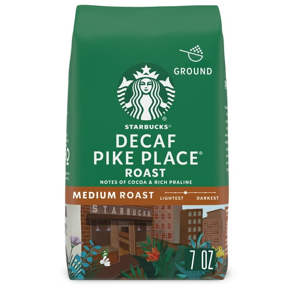Starbucks Pike Place Roast, Decaf Medium Roast Ground Coffee, 7 Oz