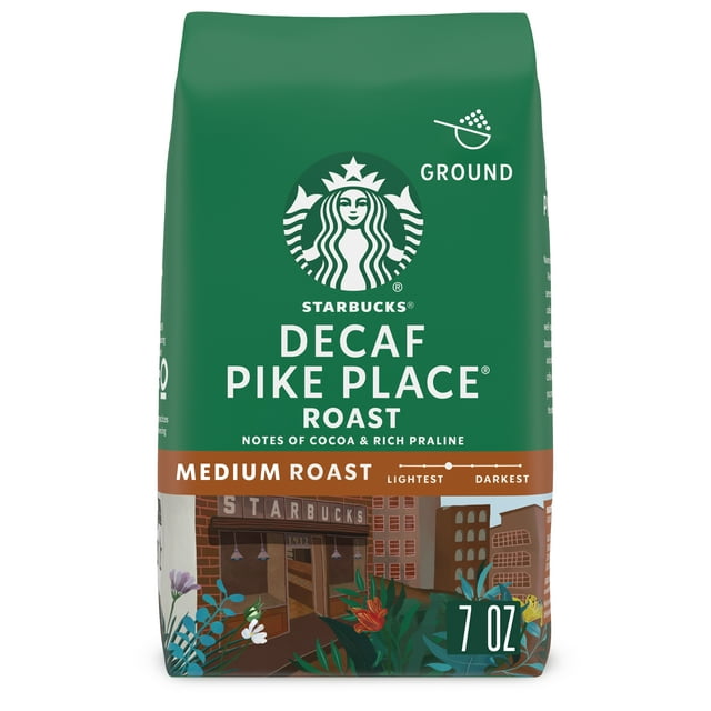 Starbucks Decaf Pike Place Roast, Ground Coffee, Medium Roast, 7 oz