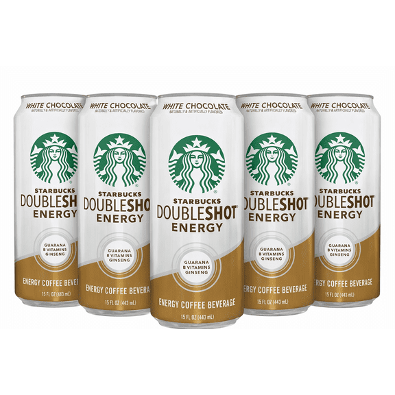 Starbucks Double Shot White Chocolate Energy Coffee, 15 oz, Pack of 5 Bold & Creamy Energy Drink