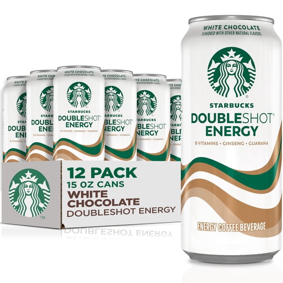 Starbucks Doubleshot Energy Drink Coffee Beverage, White Chocolate, Iced Coffee, 15 Fl Oz Cans (12 Pack) (Packaging May Vary) Packaing may&nbsp;vary