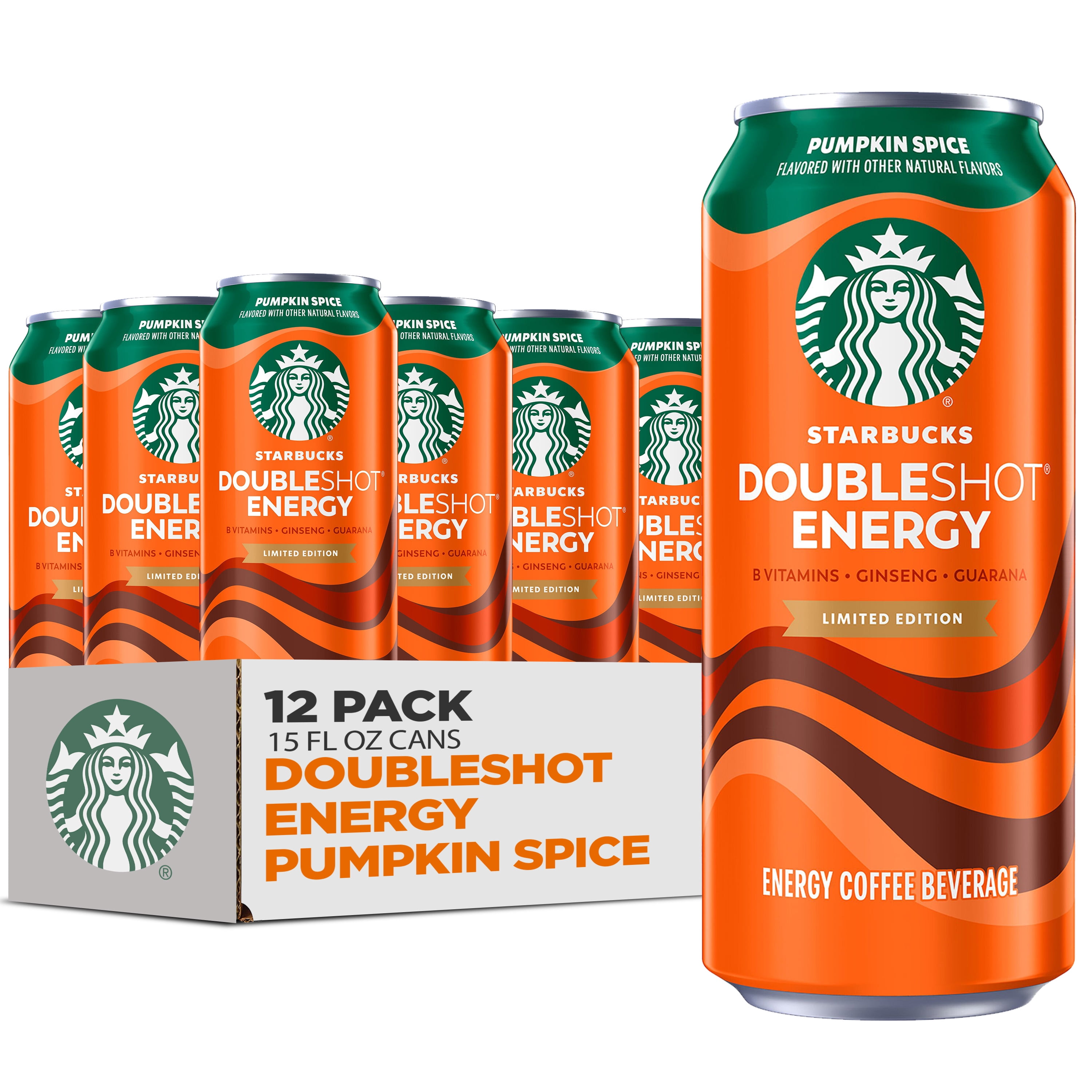 Starbucks Doubleshot Energy Pumpkin Spice Energy Coffee Drink 15 fl oz Cans, 12 Pack