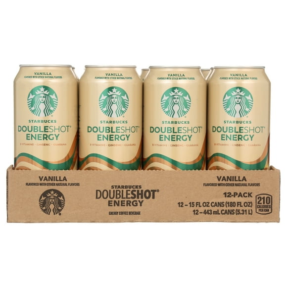 Starbucks Doubleshot Energy Vanilla, Strong Coffee Drink with 225 mg Caffeine, 15 fl oz, 12 Pack