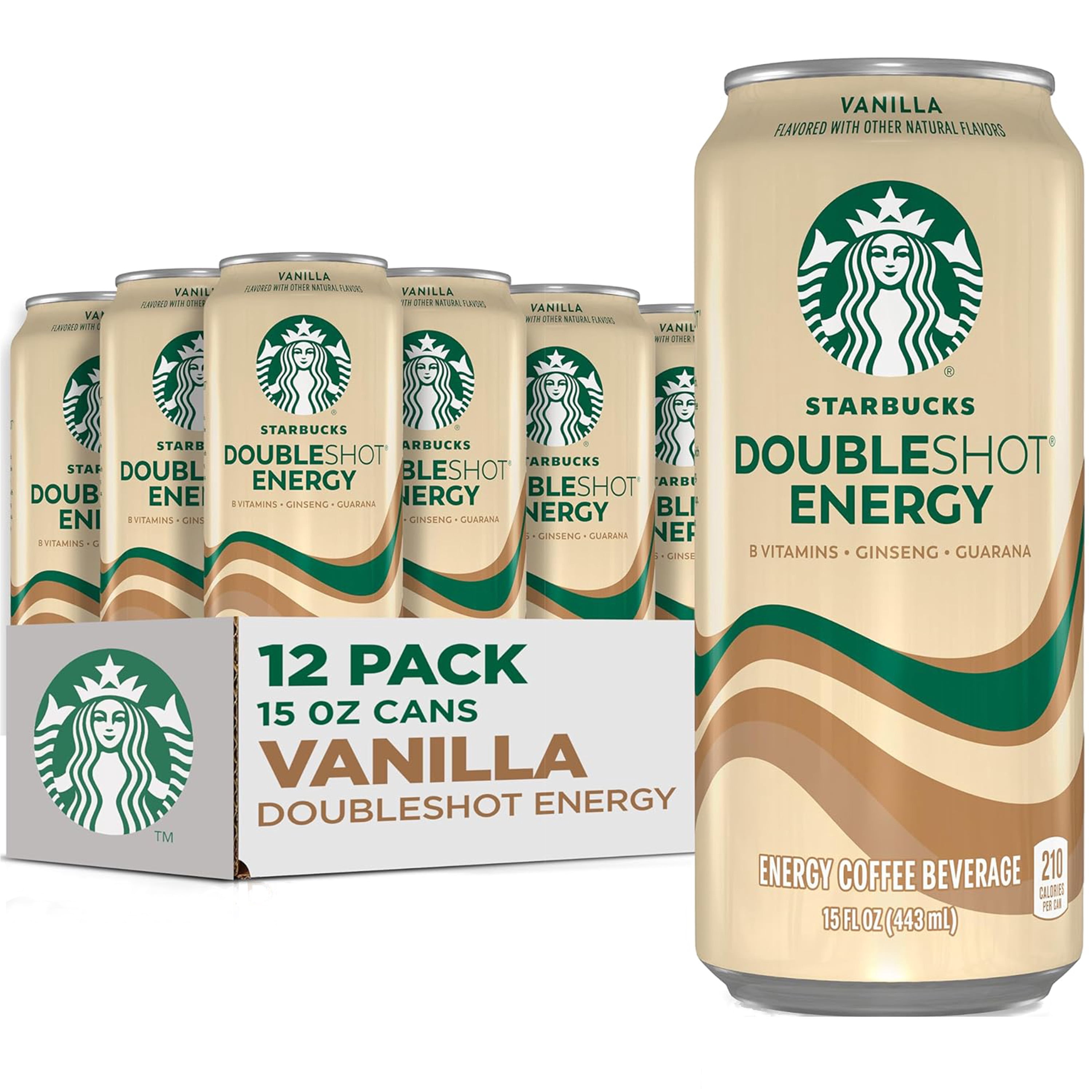 Starbucks Doubleshot Energy Vanilla, Strong Coffee Drink with 225 mg Caffeine, 15 fl oz, 12 Pack