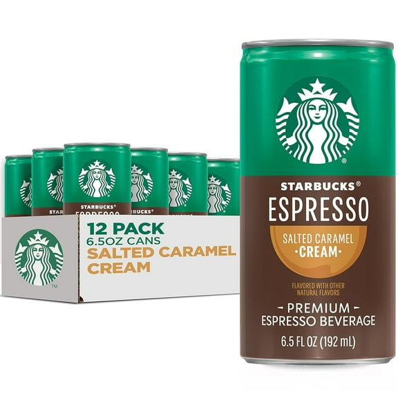 Starbucks Doubleshot Espresso & Salted Caramel Cream Premium Iced Coffee Drink, 6.5 fl oz, 12 Pack Cans