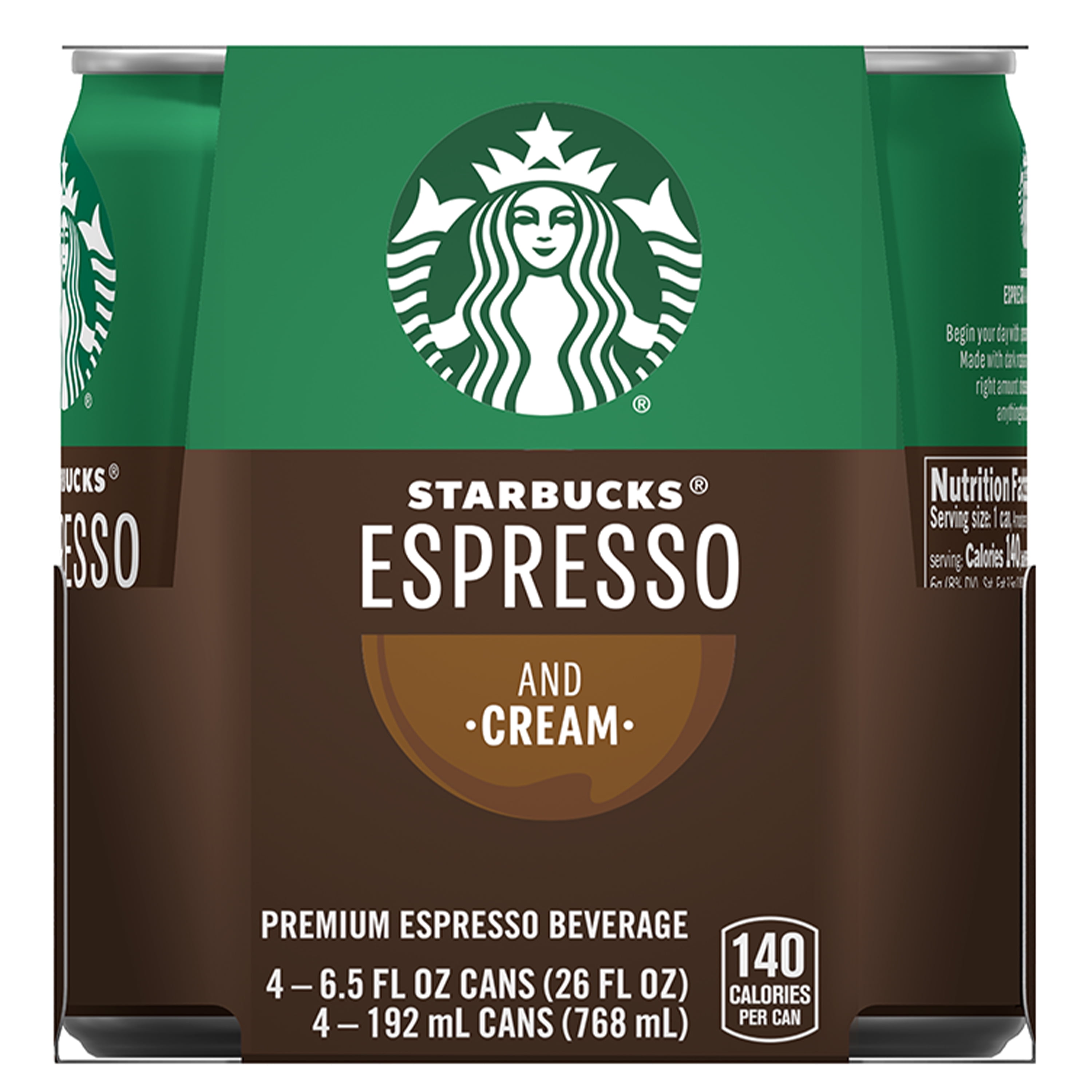 Starbucks Espresso & Cream Premium Espresso Beverage, 6.5 fl oz, 4 Pack