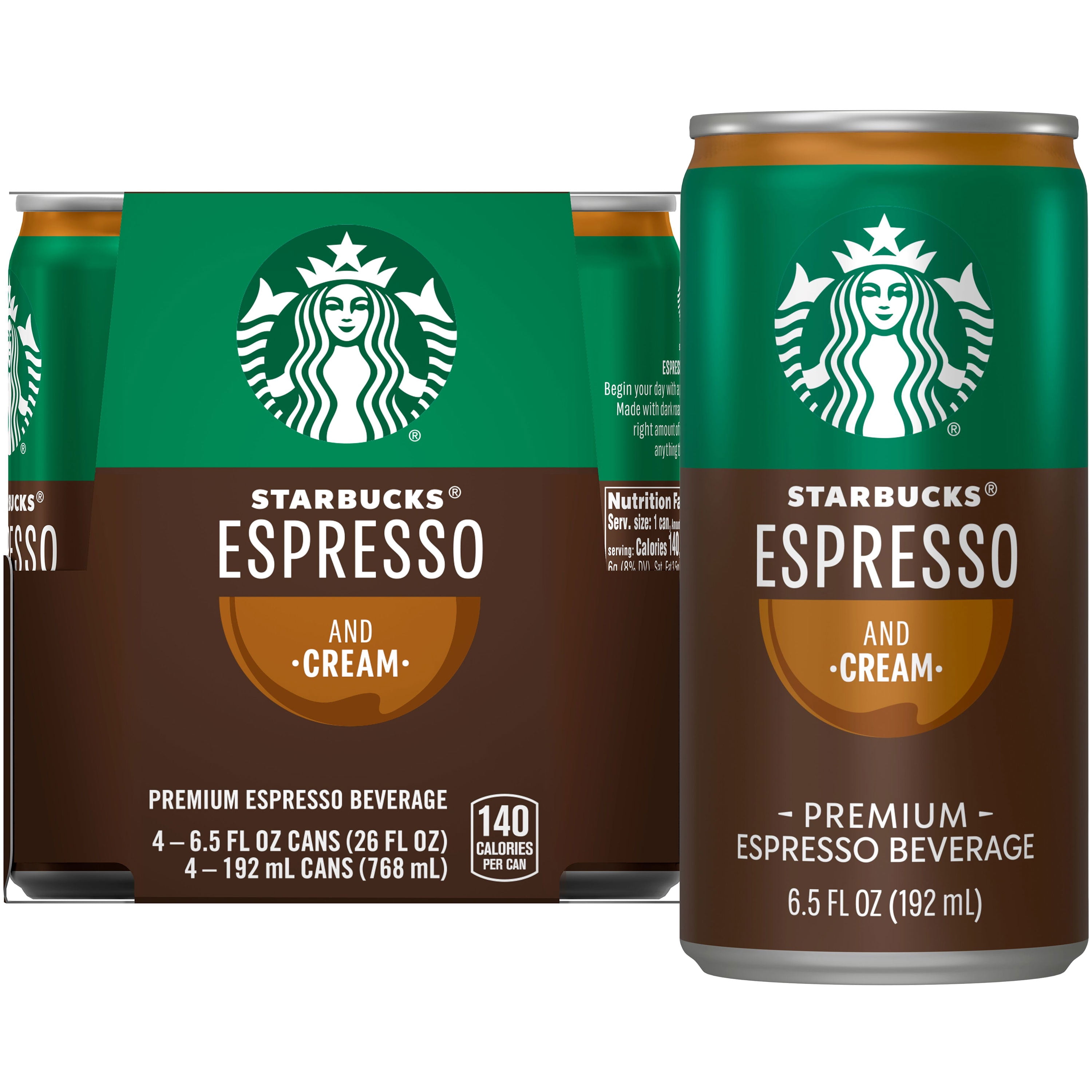 Starbucks Doubleshot Espresso & Cream Premium Coffee Drink, 6.5 fl