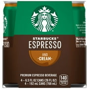 Starbucks Espresso & Cream Premium Espresso Beverage, 6.5 fl oz, 4 count