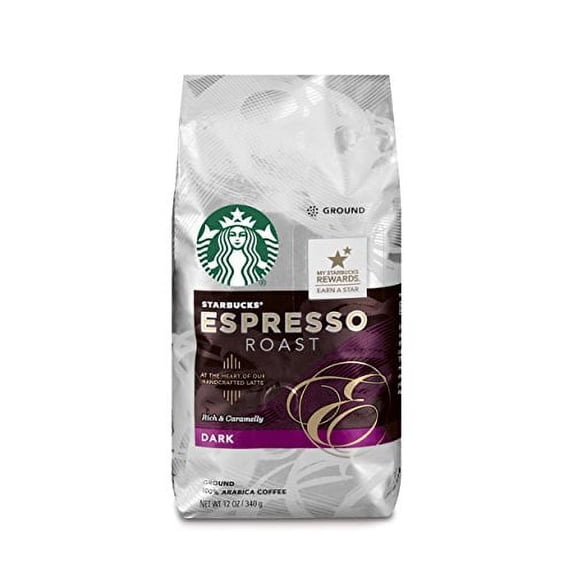 Starbucks Espresso Roast Dark Roast Ground Coffee, 12-Ounce Bag (Pack of 24)