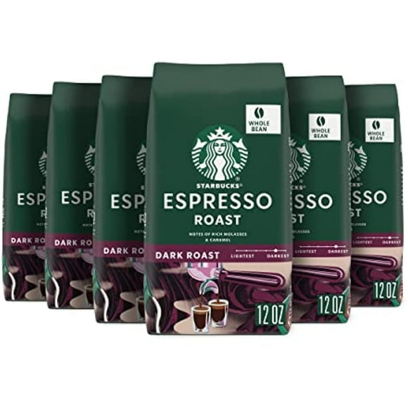 Starbucks Espresso Roast Dark Roast Whole Bean Coffee, 12 Ounce (Pack Of 6)