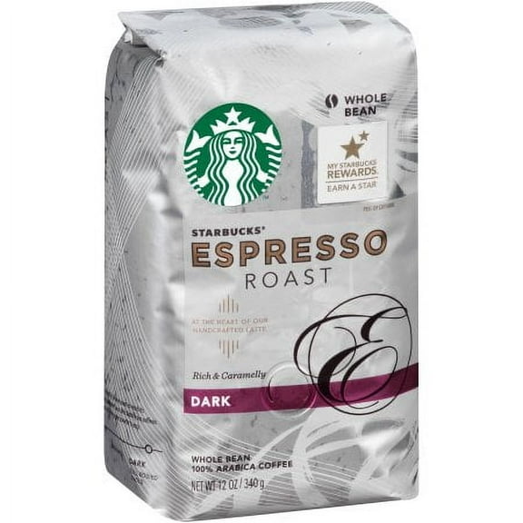 Starbucks Espresso Roast Dark Roast Whole Bean Coffee 12 oz (Pack of 24)
