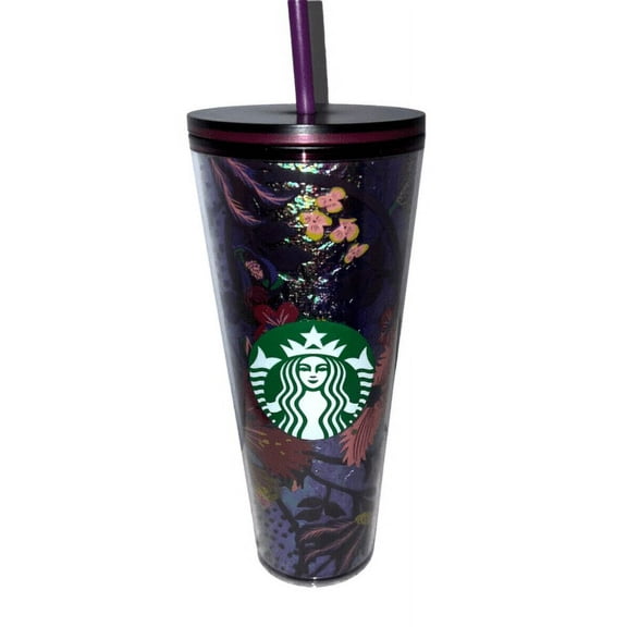 Starbucks Fall 2021 Double Walled 24oz Multicolored Floral Metallic Foil Tumbler