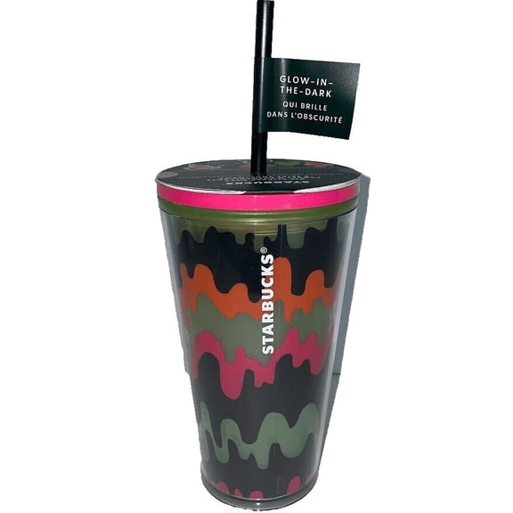 Starbucks Fall 2023 Halloween Swirl Grande Tumbler W/ Glow In The Dark Stickers