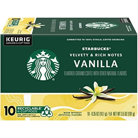 Starbucks Flavored Coffee K-Cup Pods, Vanilla Flavored Coffee, Made Without Artificial Flavors, Keurig Genuine K-Cup Pods, 10 Ct K-Cups/Box (Pack Of 1 Box)