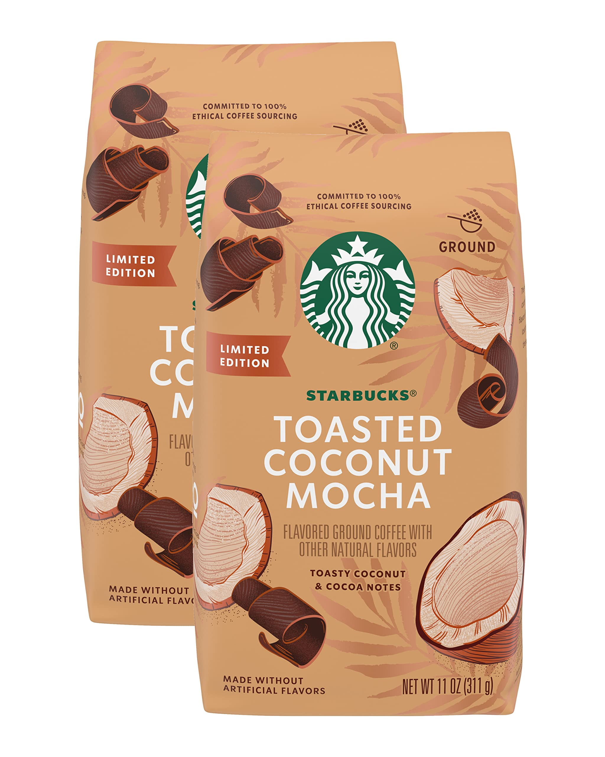 Starbucks Flavored Ground Coffee (Toasted Coconut Mocha, 11 Oz (Pack Of 2)