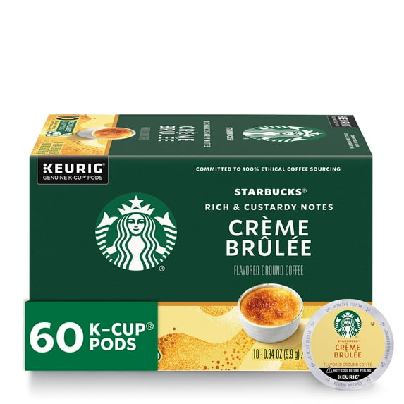 Starbucks Flavored K-Cup Coffee Pods — Crème Brûlée For Keurig Brewers — 6 Boxes (60 Pods Total)