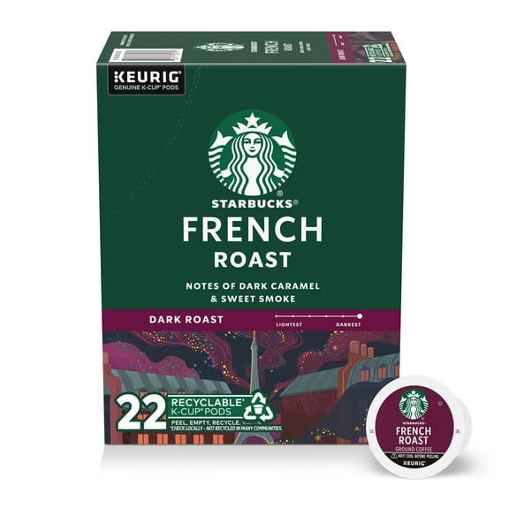 Starbucks French Roast, Hot or Iced Coffee, Dark Roast K-Cup Coffee Pods, 22 Count