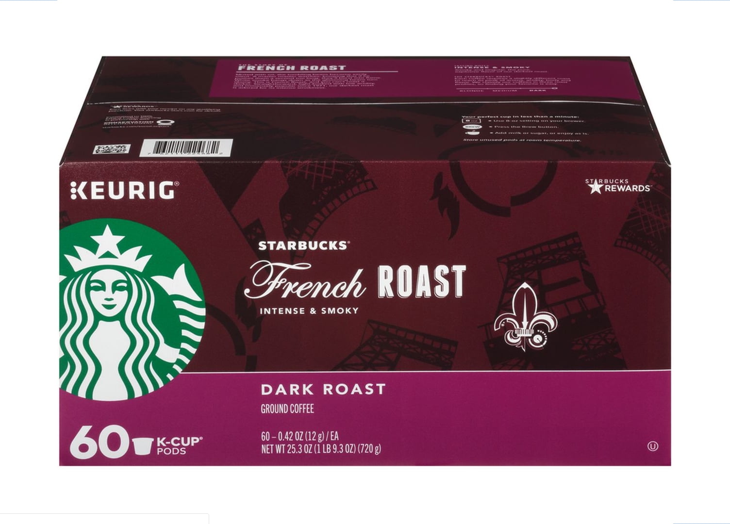 Starbucks French Roast KCup Coffee Pods, 60 Count