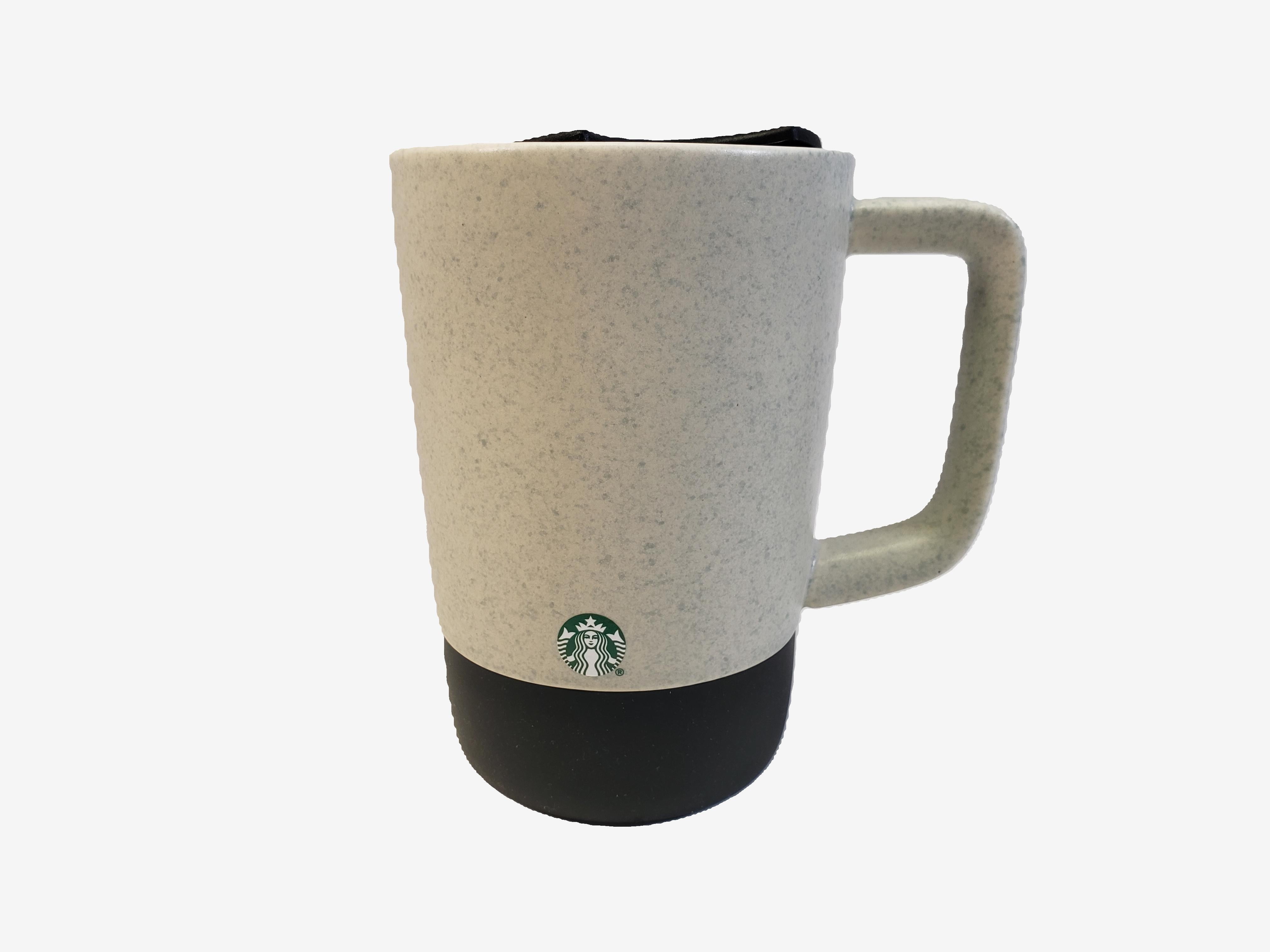 Starbucks 2024 White and Grey Mug with Rubber Bottom & Lid 14oz