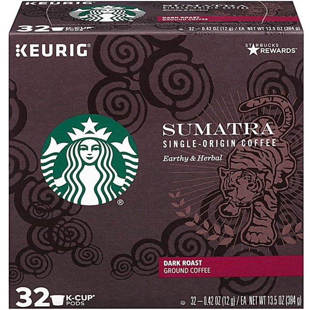Starbucks Ground Coffee Dark Roast SingleOrigin Sumatra 32 KCups