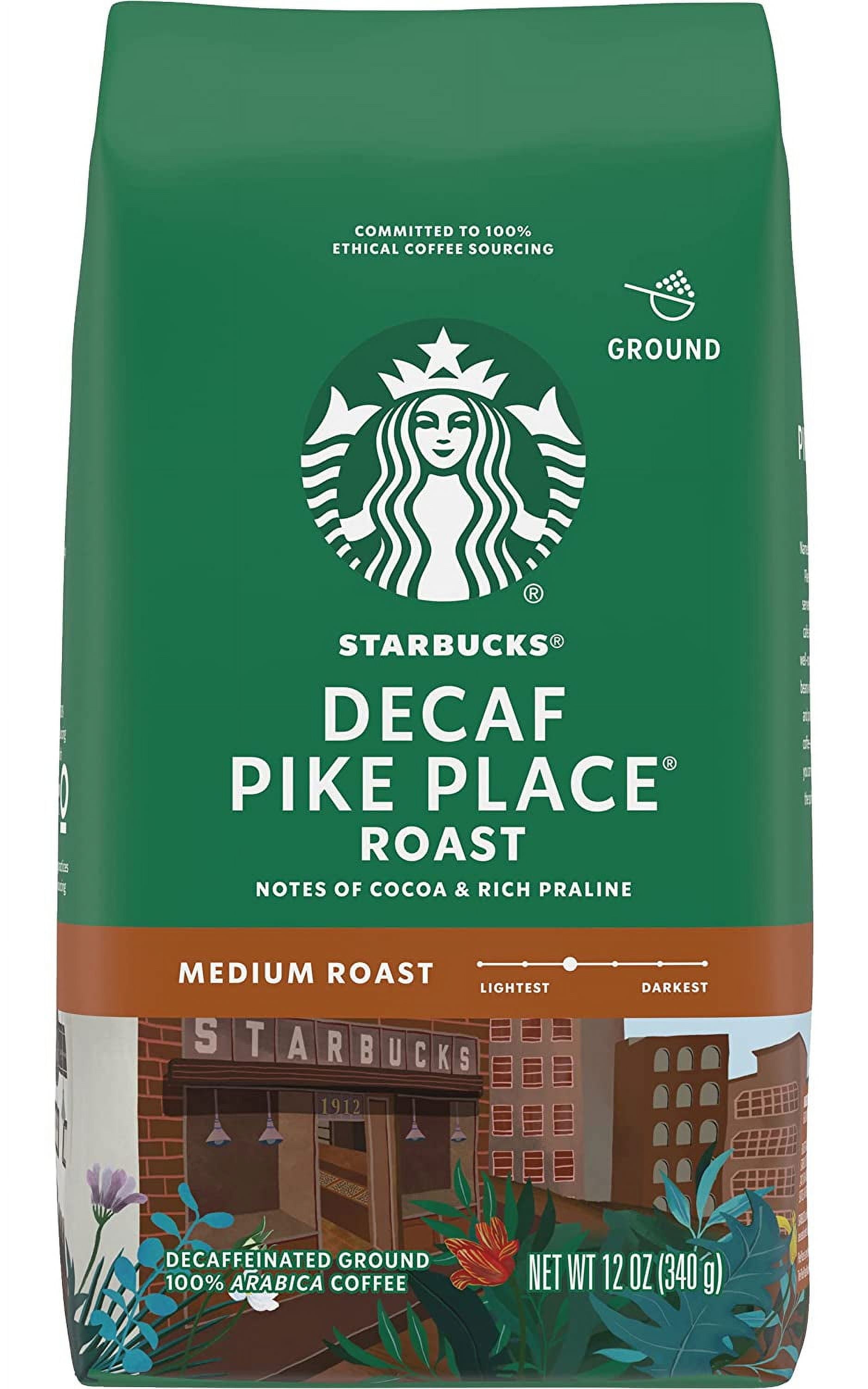 Starbucks Ground Coffee Decaf Medium Roast Pike Place Roast - 12 oz Pack of 2