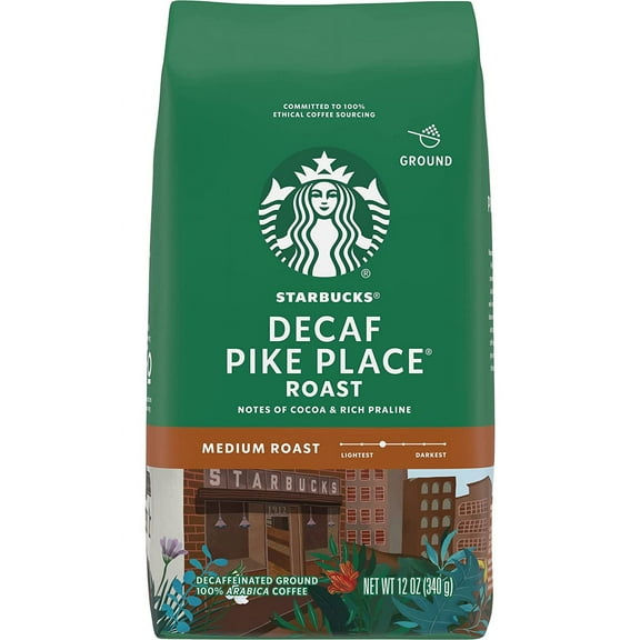 Starbucks Ground Coffee Decaf Medium Roast Pike Place Roast - 12 oz Pack of 2