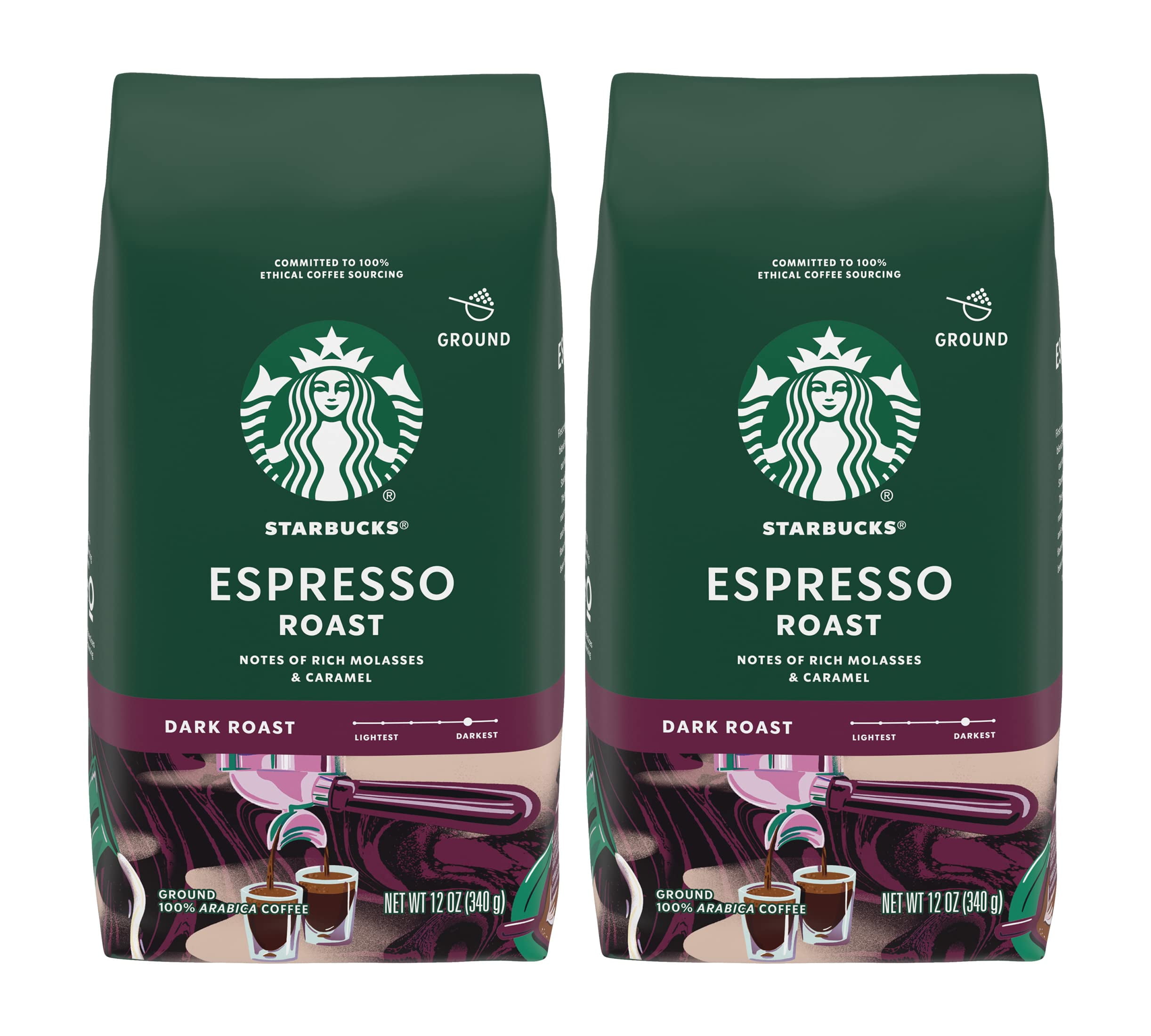 Starbucks Ground Coffee, Espresso Roast, Dark Roast Coffee With Notes