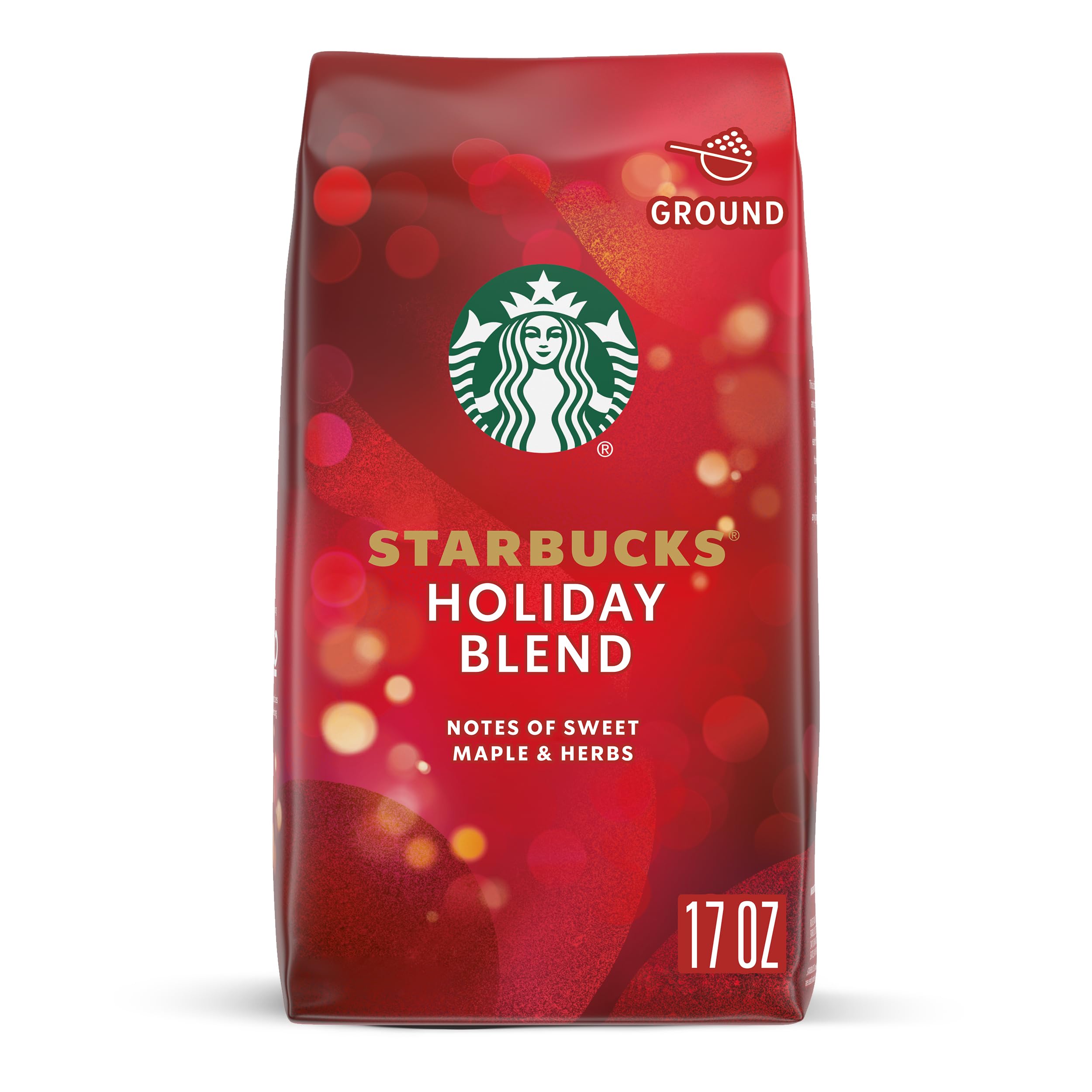 Starbucks Ground Coffee, Holiday Blend Medium Roast Coffee, 100