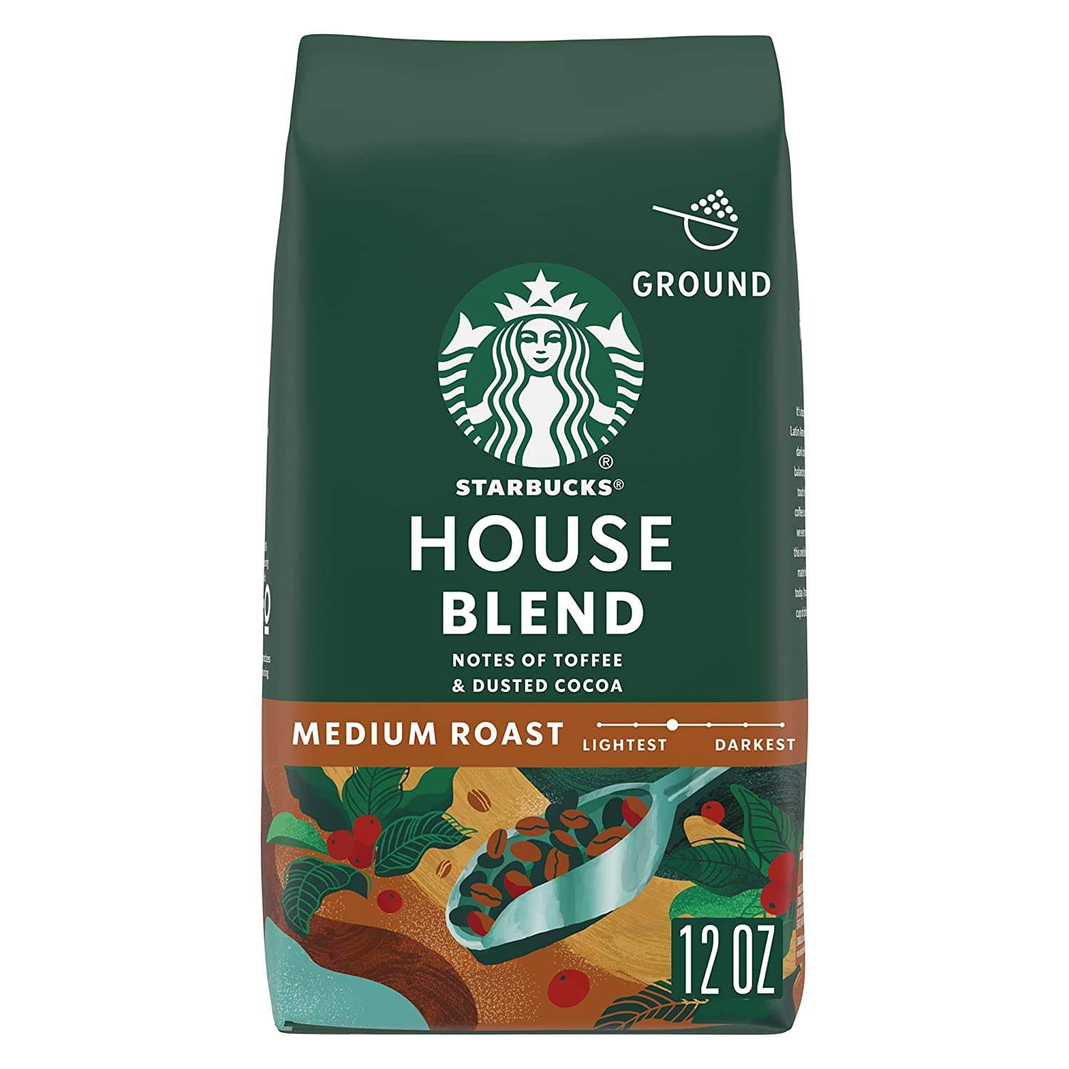 Starbucks Ground Coffee, Medium Roast Coffee, House Blend, 100% Arabica, 1 bag (12 oz)
