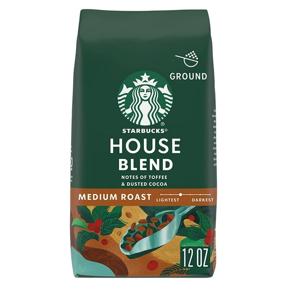 Starbucks Ground Coffee, Medium Roast Coffee, House Blend, 100% Arabica, 1 bag (12 oz)