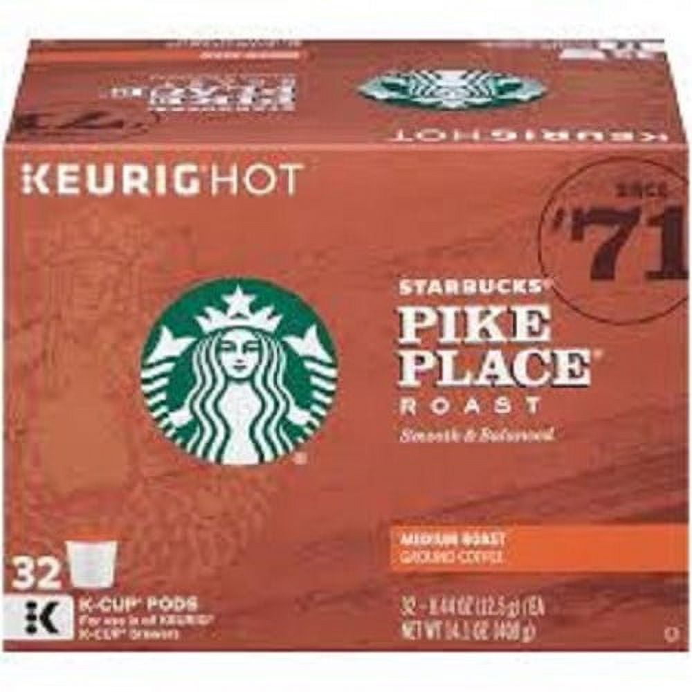 Starbucks Ground Coffee Medium Roast Pike Place Roast 32 K-Cups (Pack ...