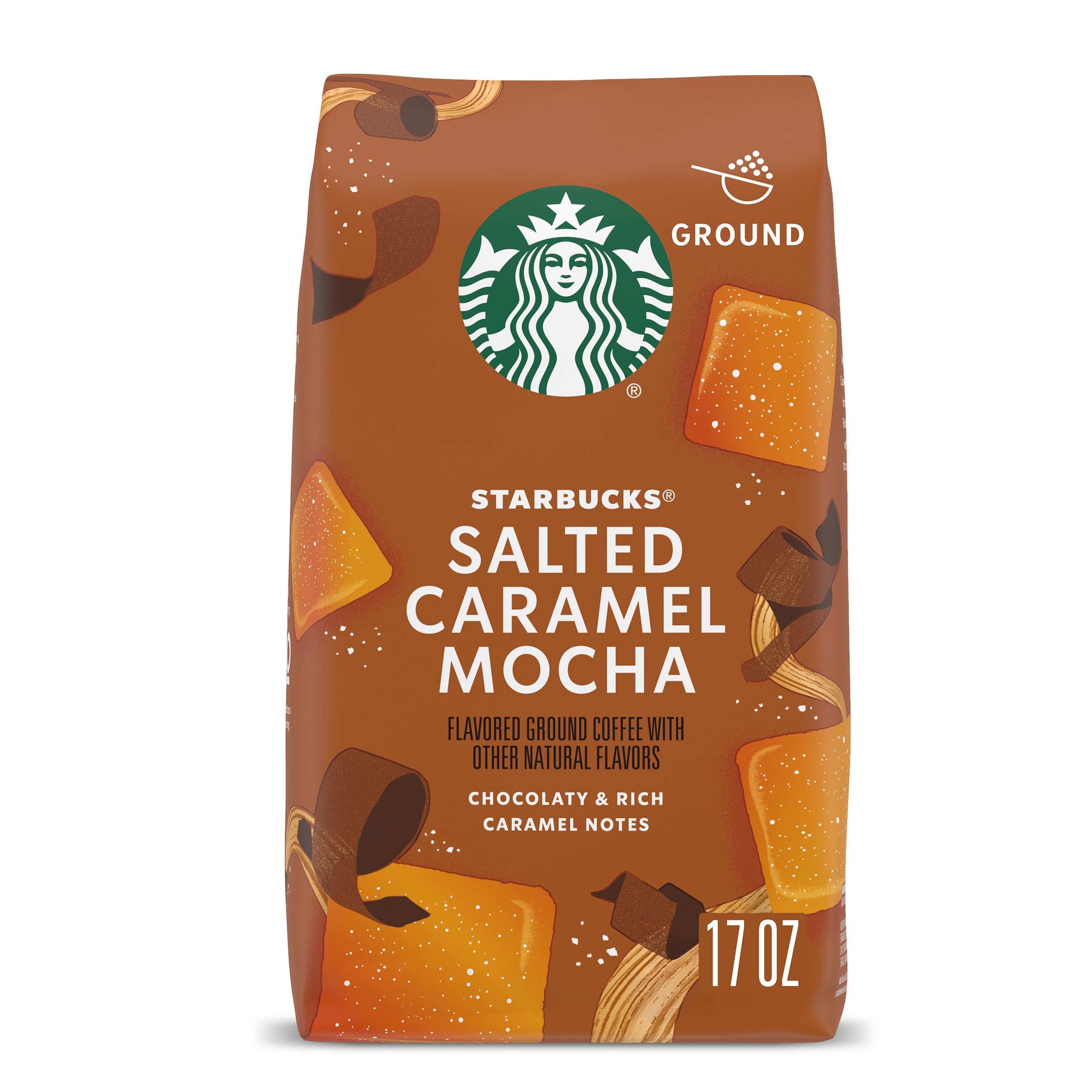 Starbucks Ground Coffee, Salted Caramel Mocha Naturally Flavored Coffee, 100% Arabica, Limited Edition, 1 Bag, 17 oz