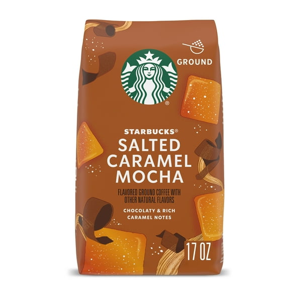 Starbucks Ground Coffee, Salted Caramel Mocha Naturally Flavored Coffee, 100% Arabica, Limited Edition, 1 Bag, 17 oz