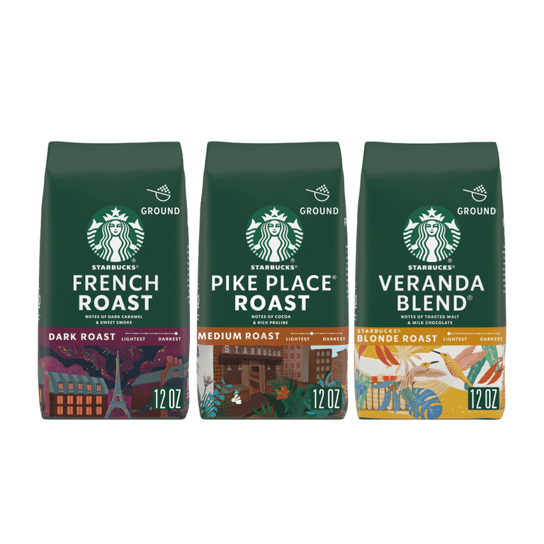 Starbucks Ground Coffee, Variety Pack, Pike Place Roast, Veranda