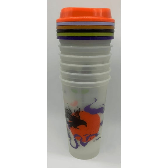 Starbucks Halloween 2022 Glow in the Dark Lids Reusable Cups Set of 6 New w Box