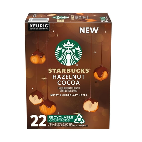 Starbucks Hazelnut Cocoa Flavored Coffee, Keurig K-Cup Coffee Pods, 22 Count