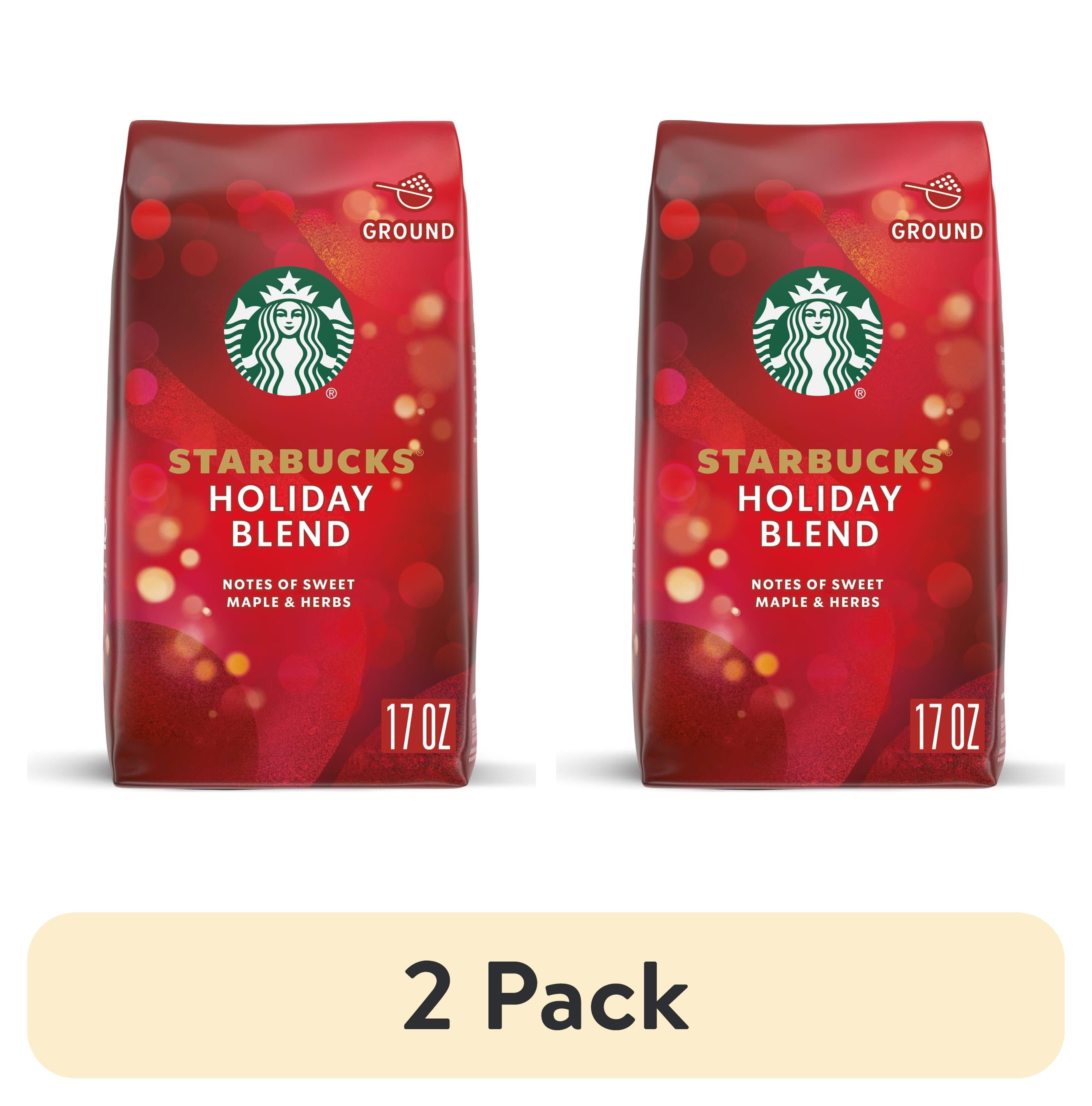 (2 pack) Starbucks Holiday Blend, Medium Roast Ground Coffee, Limited Edition Holiday Coffee, 17 oz