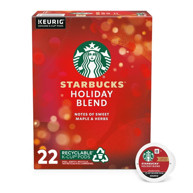 Starbucks Holiday Blend, Medium Roast K-Cup Coffee Pods, 100% Arabica, 1 Box (22 Pods)