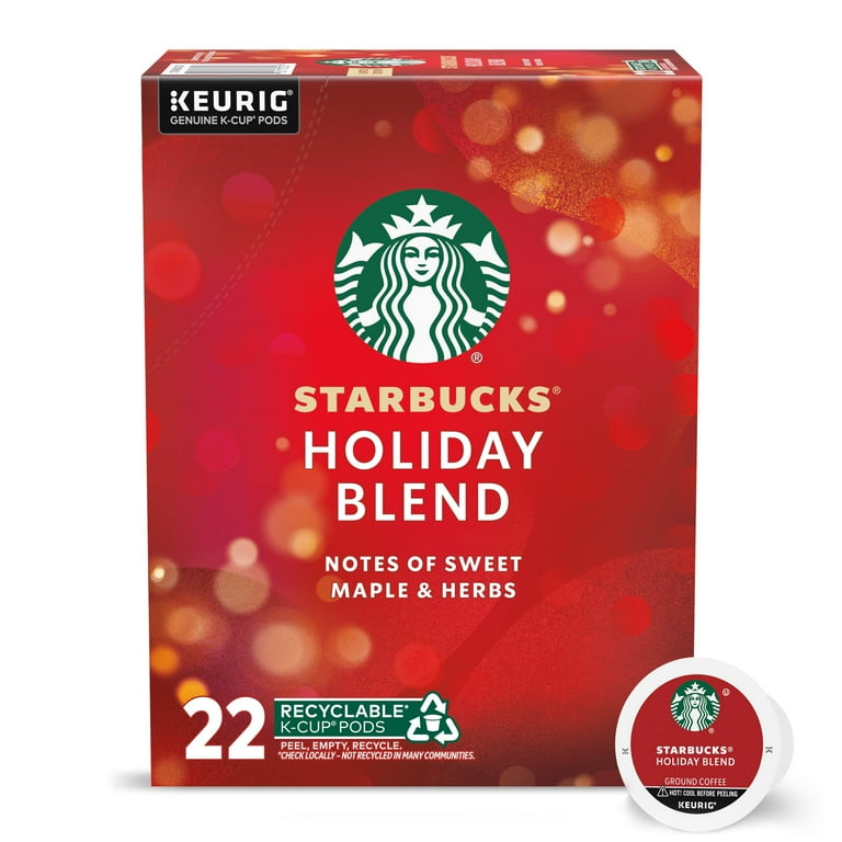 Starbucks Holiday Blend Medium Roast Keurig K Cup Coffee Pods Limited Edition 22 Count