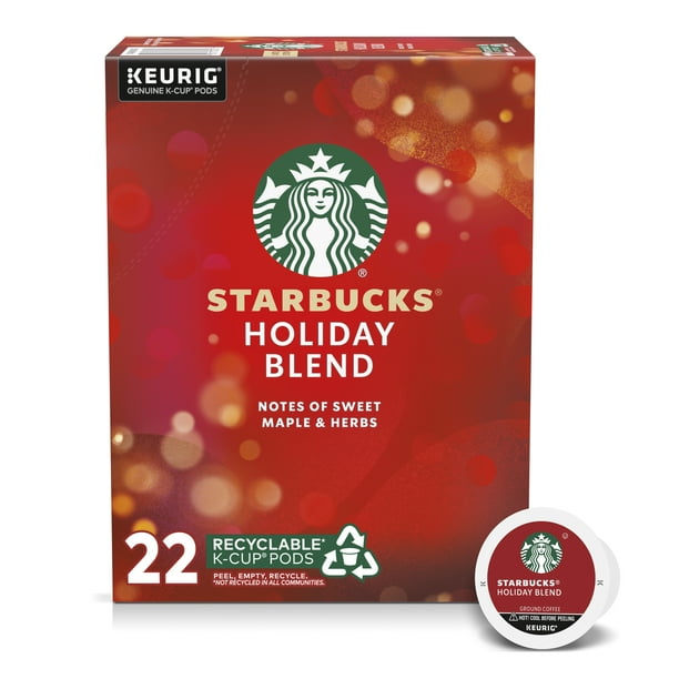 Starbucks, Holiday Blend Medium Roast KCup Coffee Pods, 22 Count