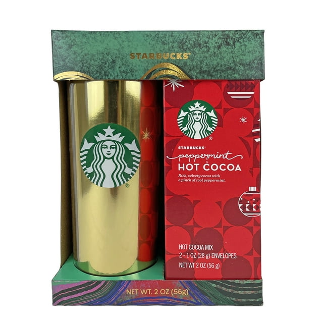 Starbucks Holiday Gift Pack - Savor the moment with Stainless Steel Tumbler and Starbucks Peppermint Cocoa