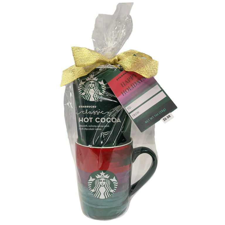 Starbucks Gift Set with Wooden Tray, Two Mugs, and Hot Cocoa
