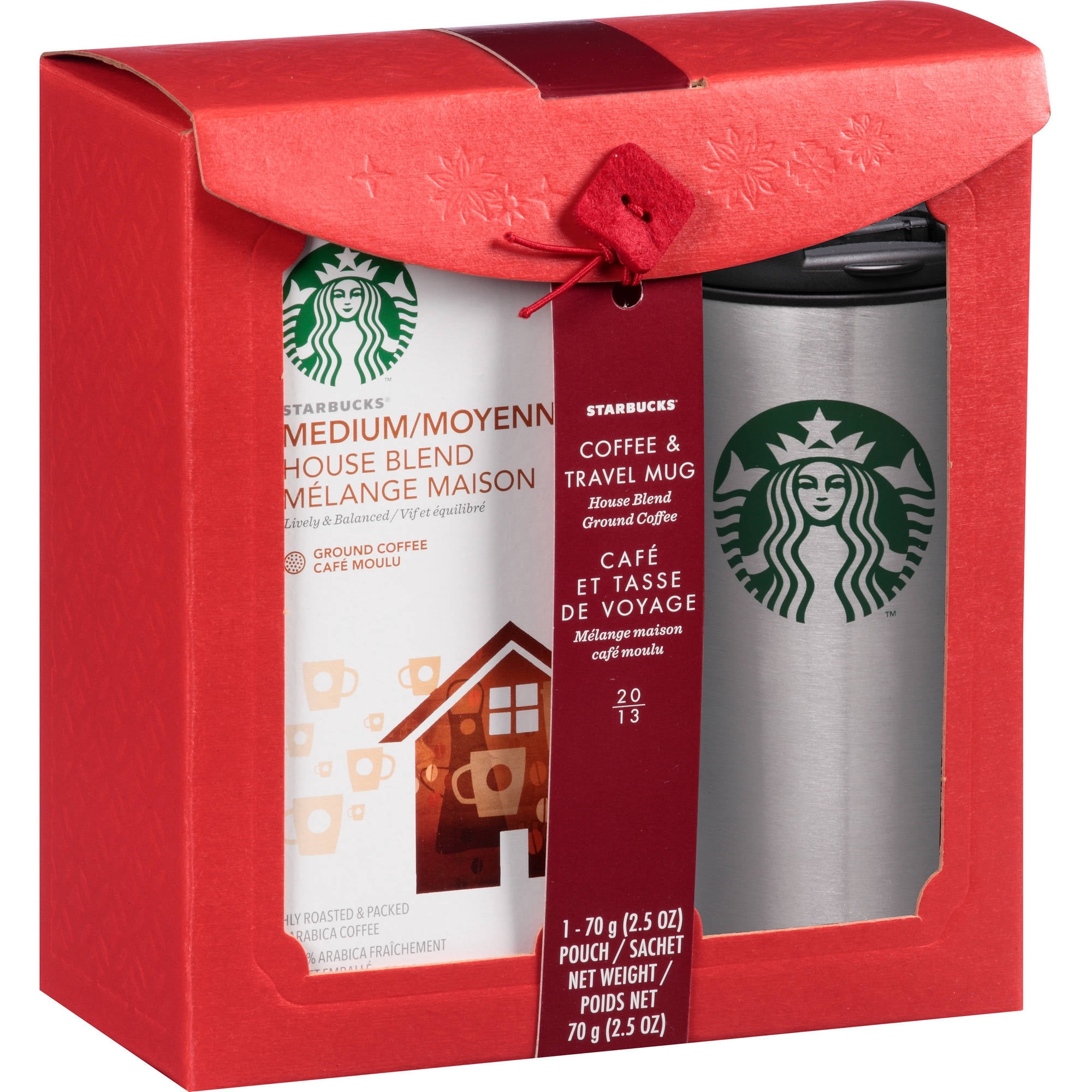 Starbucks Holiday Travel Mug with House Blend Coffee, 2 Piece