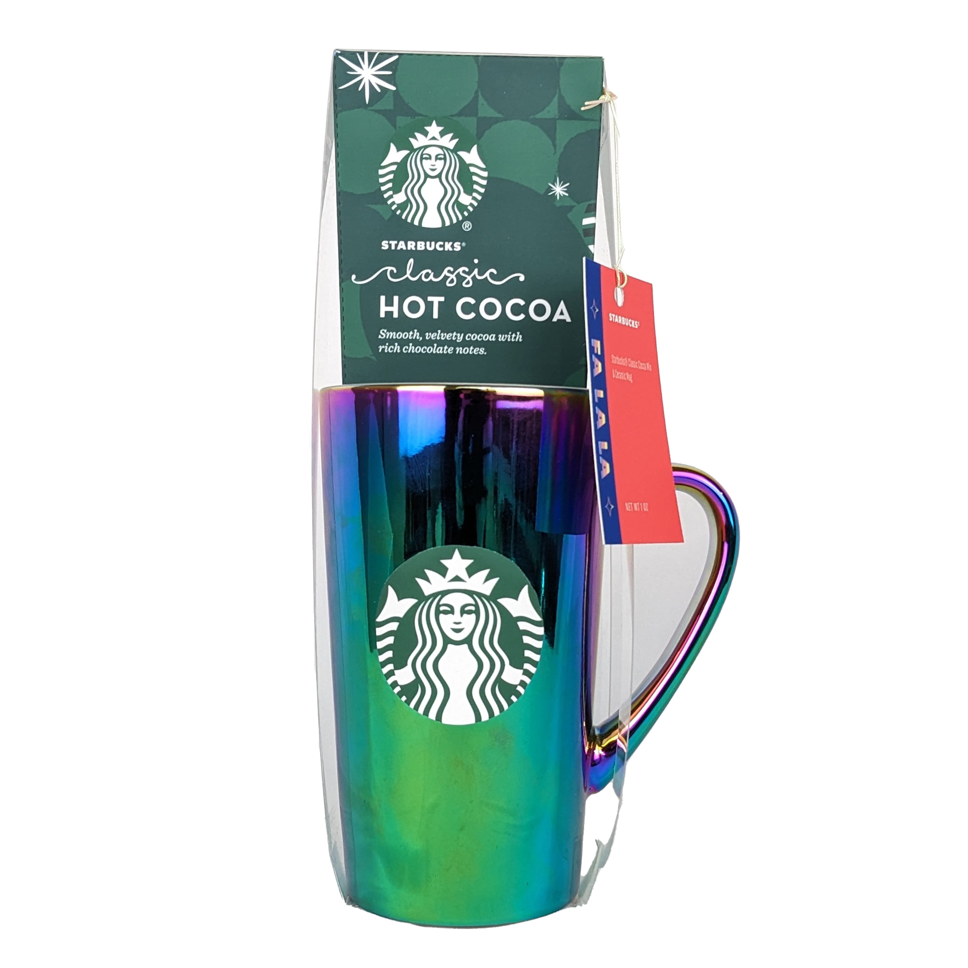 Starbucks Holographic Seasonal Latte Mug 1oz Stbks Classic Cocoa Powder Mix Gift  Set-MSRF 