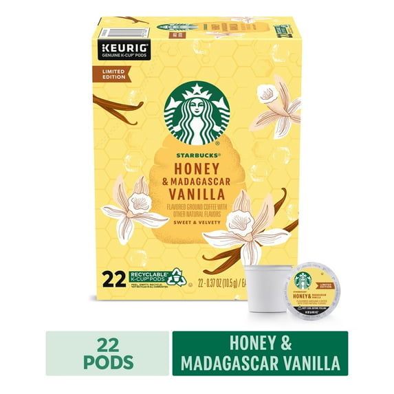Starbucks, Honey and Madagascar Vanilla Medium Roast K-Cup Coffee Pods, 22 Count