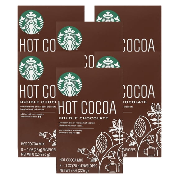 Starbucks Hot Cocoa Mix Packets, Double Chocolate, 8x 1 oz packets (6 Pack)