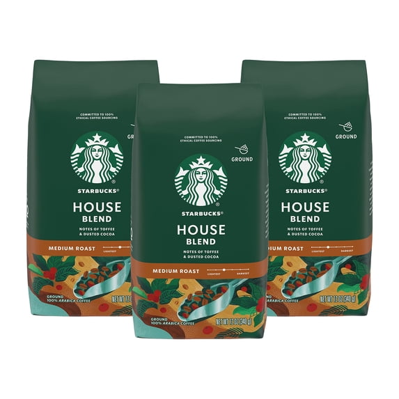 Starbucks House Blend Ground Coffee, 12 Ounce (Pack Of 3)