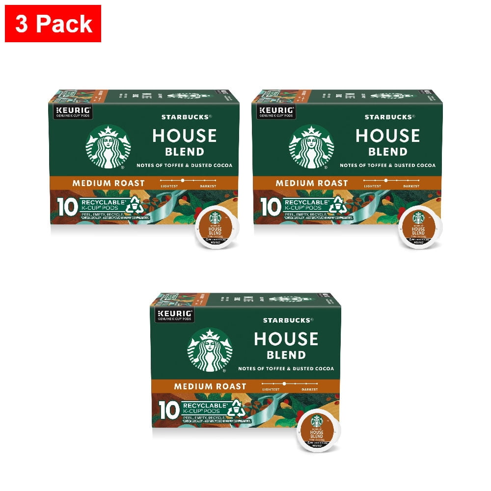 Starbucks House Blend Medium Roast K-Cup Coffee Pods 10 ct - 3 Pack ...