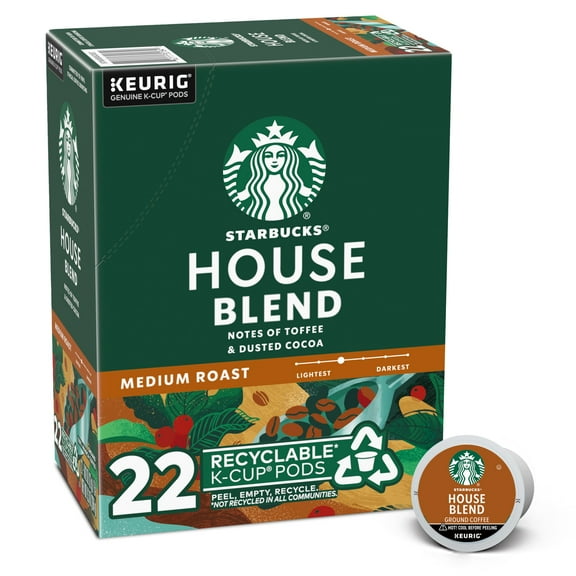 Starbucks House Blend, Medium Roast K-Cup Coffee Pods, 22 Count K Cups