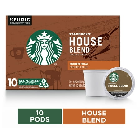 Starbucks House Blend Medium Roast Single Cup Coffee for Keurig Brewers, Box of 10 K-Cup Pods